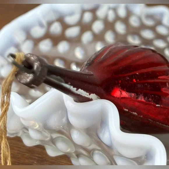 Antique Vintage Blown Mercury Glass Red Mandolin instrument Christmas Ornament - Picture 6 of 7